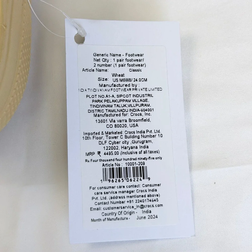 Crocs Classic Clog Wheat Tan Beige Mens 6 Womens 8 Unisex Sandal 10001-209 NEW